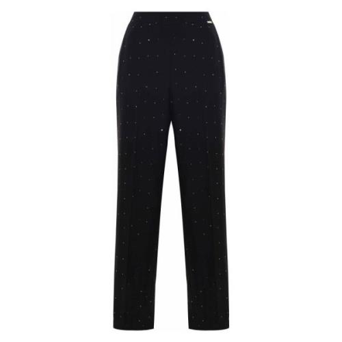 Kocca Rhinestone Straight Leg Trousers Black, Dam