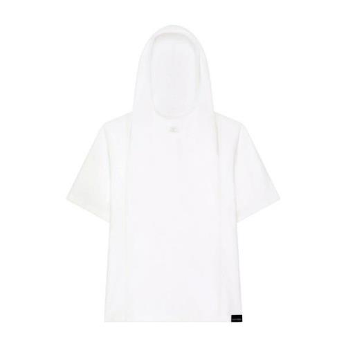 Courrèges Vit Hoodie T-shirt med Broderat Logotyp White, Dam