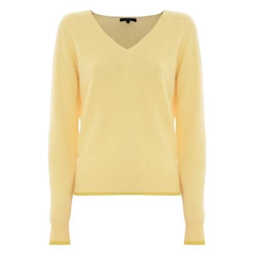 Kocca Angora Ull V-ringad Jumper Yellow, Dam