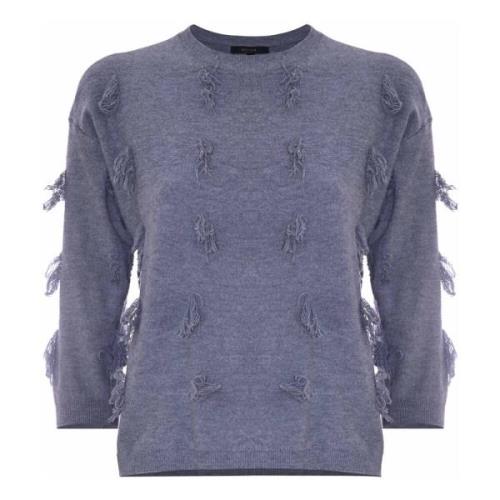 Kocca Charming Fringed Crew Neck Jumper Gray, Dam