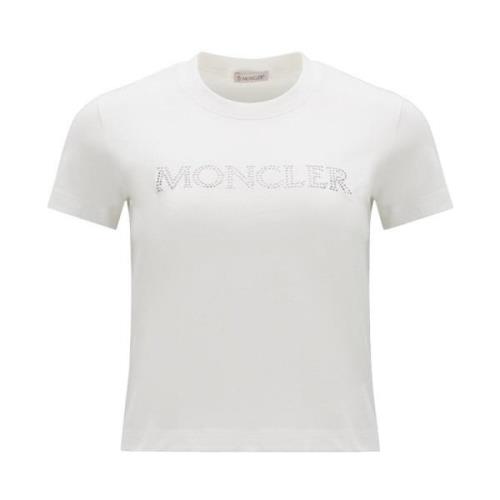 Moncler Bomullstopp med Kristalllogotyp White, Dam