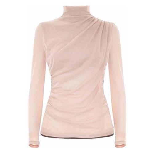 Kocca Draped Polo Neck T-shirt Beige, Dam