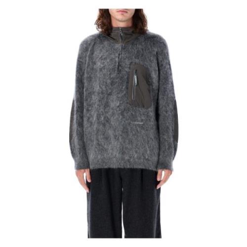 And Wander Grå Stickat Hoodie Aw24 Gray, Herr