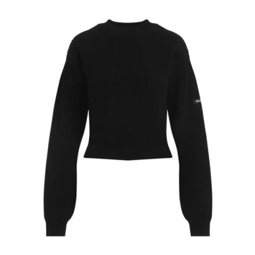 Balenciaga Svart Cropped Sweater Black, Dam