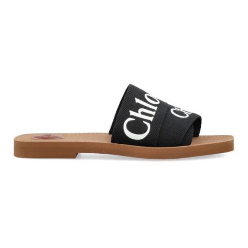 Chloé Svarta Stängda Läder Slides Black, Dam