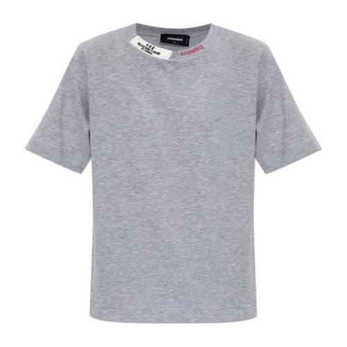 Dsquared2 T-shirt med logotyp Gray, Dam