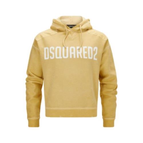 Dsquared2 Grå hoodie med molntryck Yellow, Herr