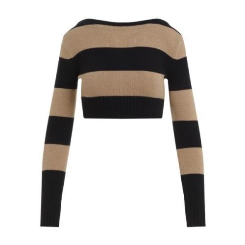 Max Mara Blå Kamel Crop Sweater Multicolor, Dam