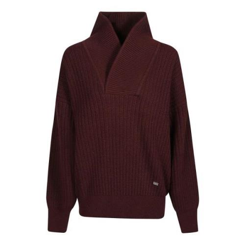 Victoria Beckham Mysig Shawl Neck Sweater Red, Dam