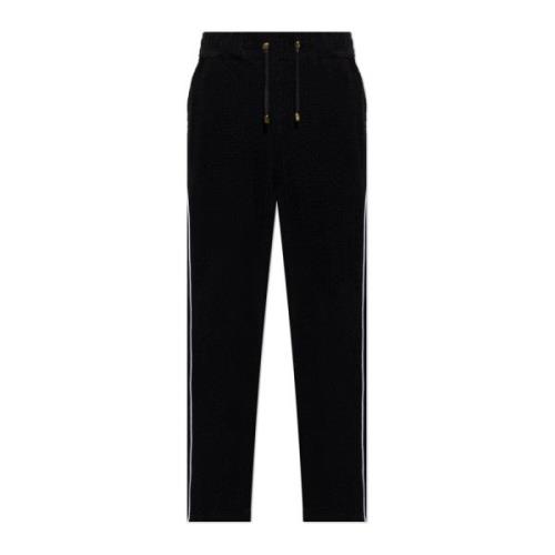 Balmain Byxor med monogram i sammet finish Black, Herr