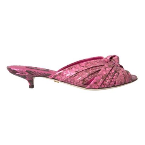 Dolce & Gabbana Exotiska läder kattunge häl sandaler Pink, Dam