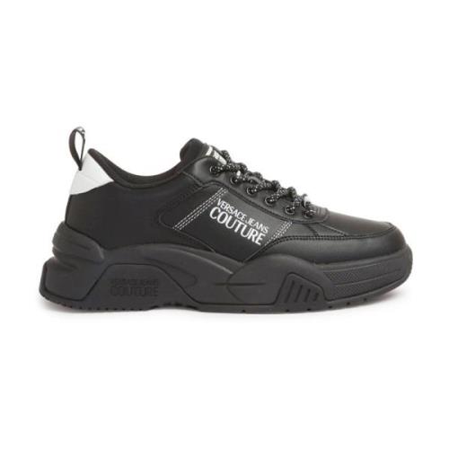 Versace Jeans Couture Svarta Sneakers för Män Aw24 Black, Herr