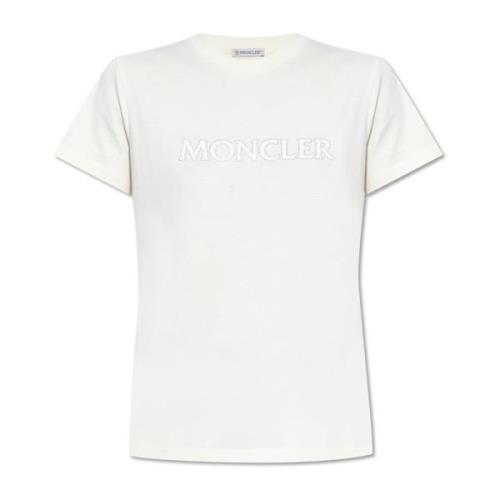 Moncler T-shirt med logotyp Beige, Dam