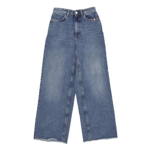 Amish Använda Skuren Denim Jeans för Kvinnor Blue, Dam