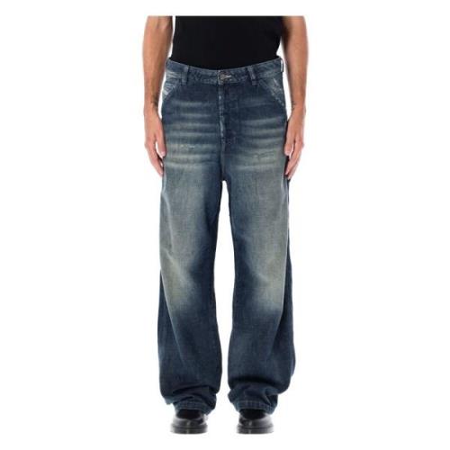 Diesel Slitna Wide-Leg Blå Jeans Blue, Herr