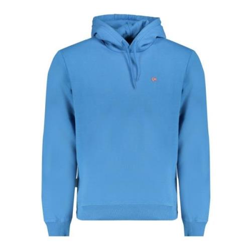 Napapijri Blå hoodie med broderad logotyp Blue, Herr