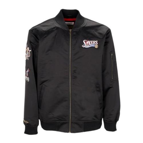 Mitchell & Ness Philadelphia 76ers Lätt Satin Bomberjacka Black, Herr