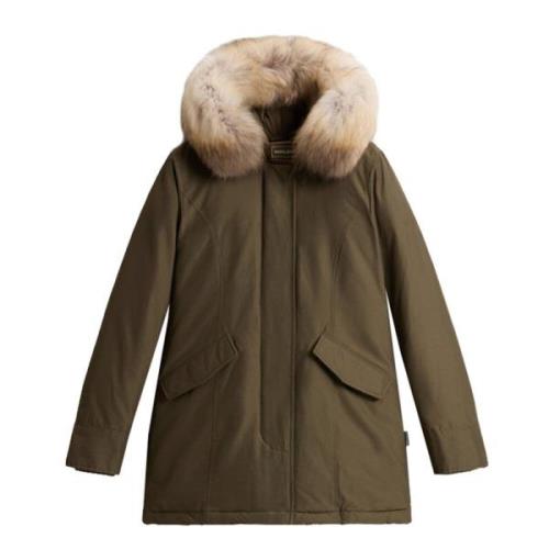 Woolrich Mörkgrön Arctic Raccoon Parka Green, Dam