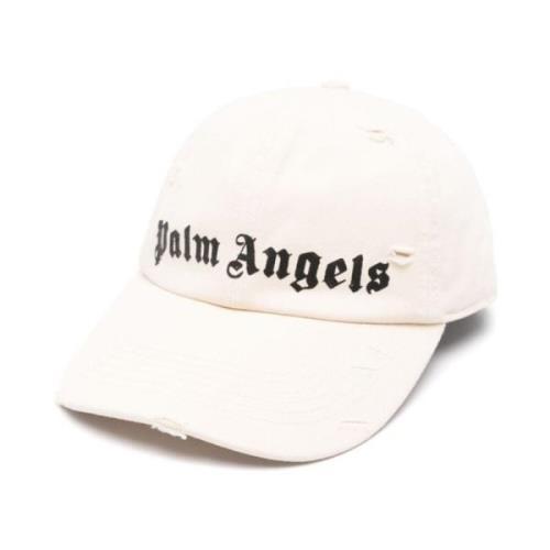 Palm Angels Slitna bomullshattar med logotyptryck White, Herr