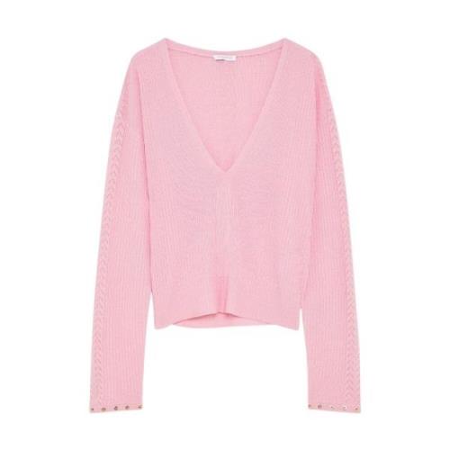 Patrizia Pepe Essentiell Ribbstickad Topp Pink, Dam