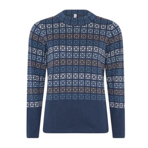 Skovhuus Blå Jacquard Turtle Neck Tröja Blue, Dam