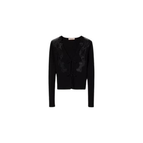 Twinset Spets och Spets Cardigan med Art. 242Tp3193 Black, Dam