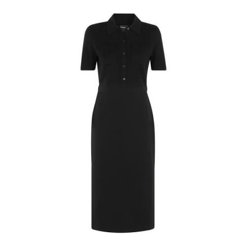 Theory Midi Stil Klänning Black, Dam