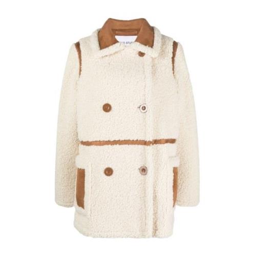 Stand Studio Chloe Faux Shearling Jacka - Vit White, Dam