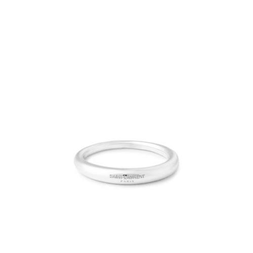 Saint Laurent Logo Dome Ring Silver Tone Mässing Gray, Dam