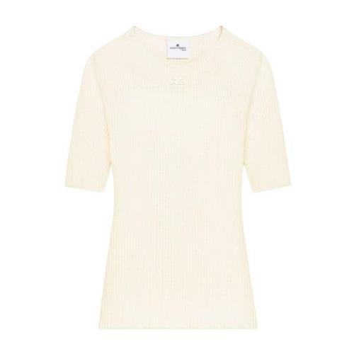 Courrèges Broderad Solar Top Tröja Beige, Dam