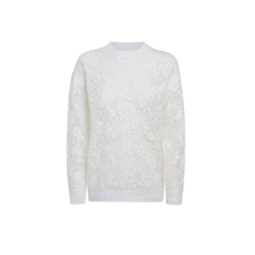 Ermanno Scervino Bomull Macramé Blommig Broderad Topp White, Dam