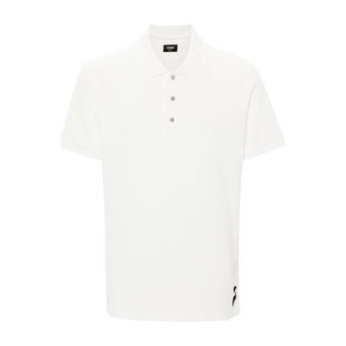 Fendi Präglad Piquet Polotröja White, Herr