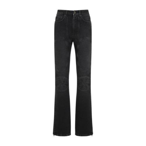 Jean Paul Gaultier Vintage Svart Denim Jeans med Snörning Black, Dam