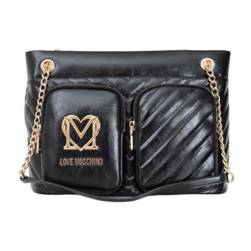 Love Moschino Svart Shopper Väska med Kedjehandtag Black, Dam