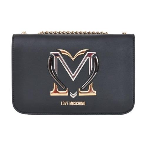 Love Moschino Svart axelväska med kedjeband Black, Dam