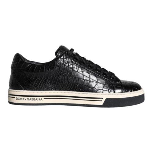 Dolce & Gabbana Svarta Lder Herr Lga Top Sneakers Black, Herr