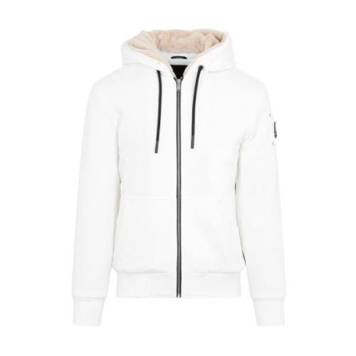 Moose Knuckles Neutral Hoodie med Dragsko Huva White, Herr