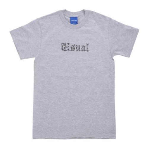 Usual Heather Grey Barrio Tee Rund Hals Kort Ärm Gray, Herr