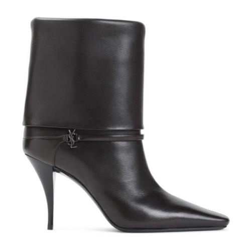 Saint Laurent Bruna Läder Ankelboots för Kvinnor Black, Dam