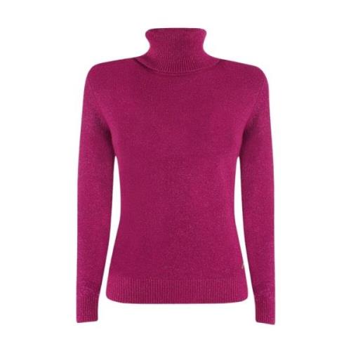 YES ZEE Dam Lurex Detalj Turtleneck Tröja Pink, Dam