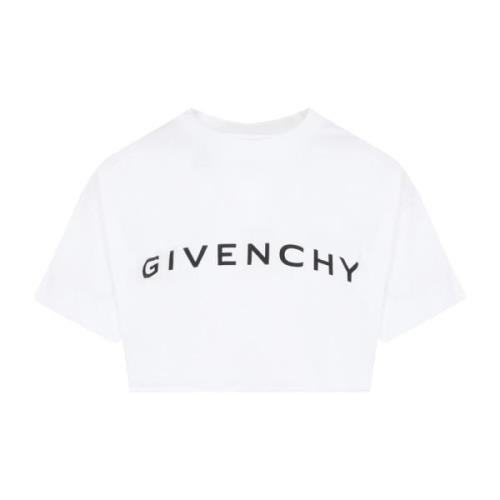 Givenchy Vit Bomull Cropped T-shirt White, Dam