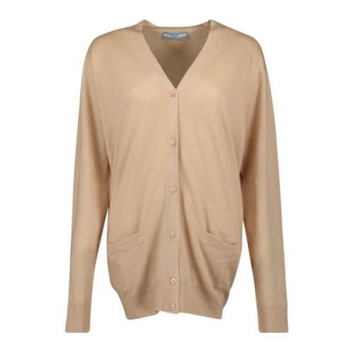 Prada Beige Ull Cardigan Höst-Vinter Kollektion Beige, Dam