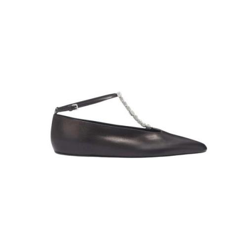 Jil Sander Svarta Läder Ballerina Skor Black, Dam