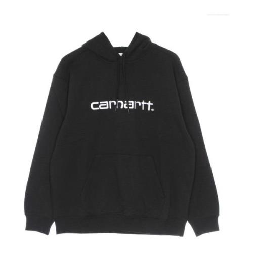 Carhartt Wip Svart/Vit Huvtröja med Känguruficka Black, Dam