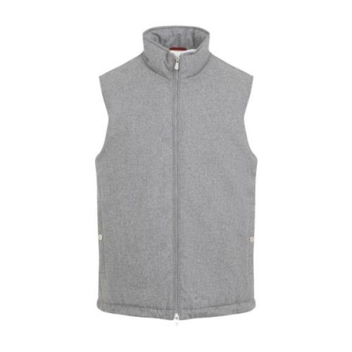 Brunello Cucinelli Lyxig Grå Ullväst Aw24 Gray, Herr