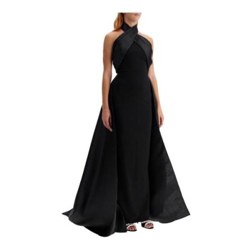 Solace London Elegant Rumi Klänning med Draperade Paneler Black, Dam