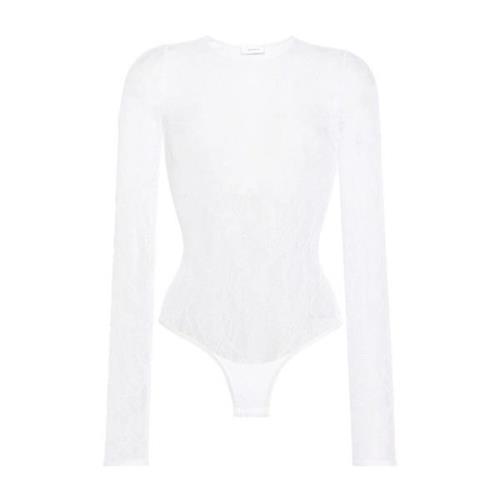 Wardrobe.nyc Vit Spets Bodysuit White, Dam