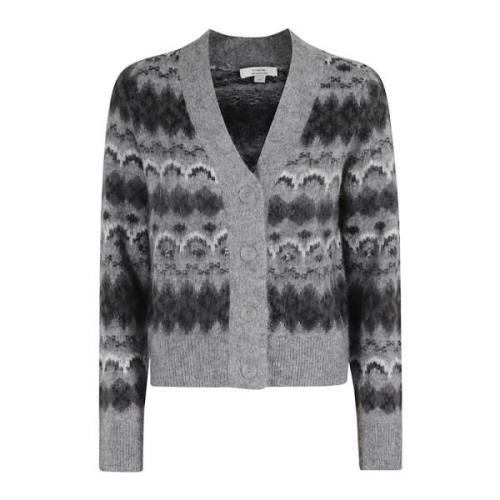 Vince Mysig Fair Isle Stickad Kofta Gray, Dam