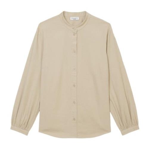 Marc O'Polo Blus med ståkrage Beige, Dam