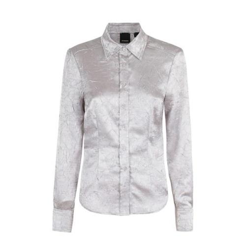 Pinko Satin Knycklad Skjorta Gray, Dam